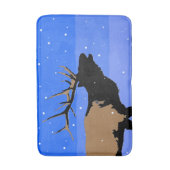 Bugling Elk im Winter - Original Wildlife Art Badematte (Vorderseite Vertikal)