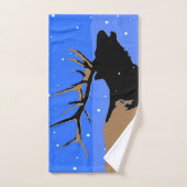 Bugling Elk im Winter - Original Wildlife Art Badhandtuch Set (Handtuch)
