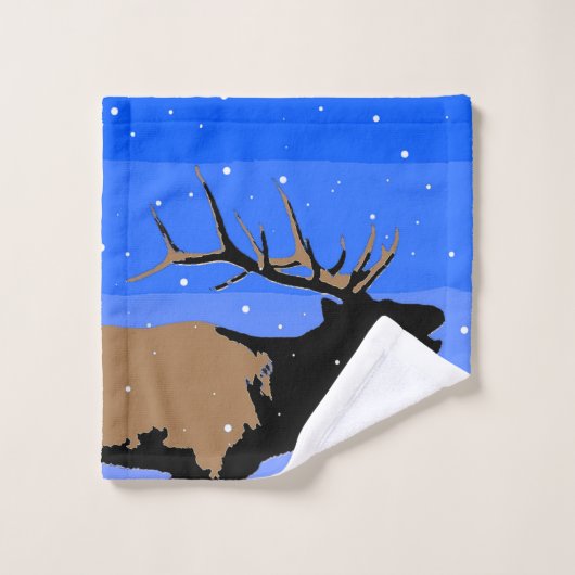Bugling Elk im Winter - Original Wildlife Art Badhandtuch Set (Waschlappen)