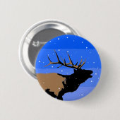 Bugling Elk im Winter - Original Wildlife Art Button (Vorne & Hinten)