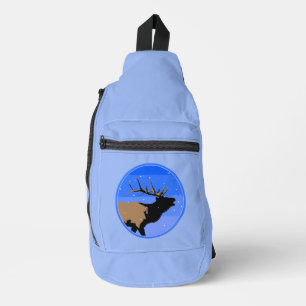 Bugling Elk im Winter - Original Wildlife Art Crossbody Bag