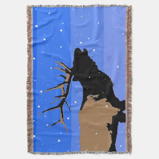 Bugling Elk im Winter - Original Wildlife Art Decke (Vorderseite Vertikal)