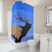 Bugling Elk im Winter - Original Wildlife Art Duschvorhang (Beispiel)