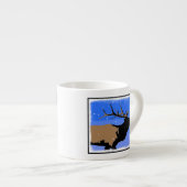Bugling Elk im Winter - Original Wildlife Art Espressotasse (Vorderseite Rechts)