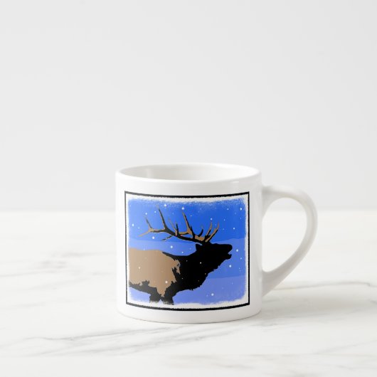 Bugling Elk im Winter - Original Wildlife Art Espressotasse (Rechts)