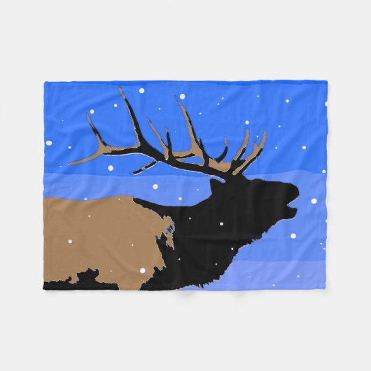 Bugling Elk im Winter - Original Wildlife Art Fleecedecke (Vorderseite (Horizontal))