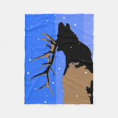 Bugling Elk im Winter - Original Wildlife Art Fleecedecke (Vorderseite)