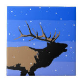 Bugling Elk im Winter - Original Wildlife Art Fliese (Vorderseite)