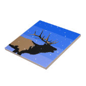 Bugling Elk im Winter - Original Wildlife Art Fliese (Seite)
