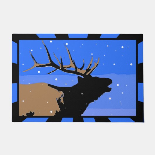 Bugling Elk im Winter - Original Wildlife Art Fußmatte (Vorderseite)