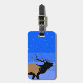 Bugling Elk im Winter - Original Wildlife Art Gepäckanhänger (Vorderseite vertikal)