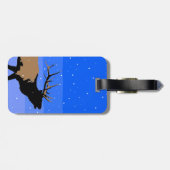 Bugling Elk im Winter - Original Wildlife Art Gepäckanhänger (Rückseite horizontal)