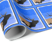Bugling Elk im Winter - Original Wildlife Art Geschenkpapier (Rolleneckpunkt)