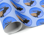 Bugling Elk im Winter - Original Wildlife Art Geschenkpapier (Rolleneckpunkt)