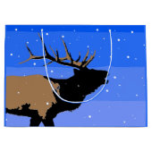 Bugling Elk im Winter - Original Wildlife Art Große Geschenktüte (Vorderseite)