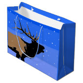 Bugling Elk im Winter - Original Wildlife Art Große Geschenktüte (Vorderseite Schrägansicht)