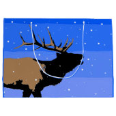 Bugling Elk im Winter - Original Wildlife Art Große Geschenktüte (Rückseite)