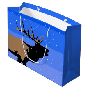 Bugling Elk im Winter - Original Wildlife Art Große Geschenktüte
