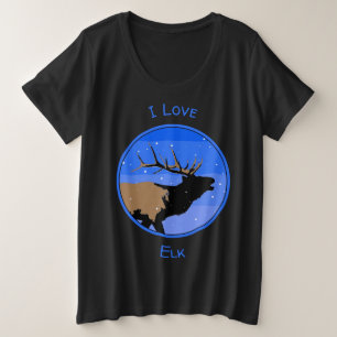 Bugling Elk im Winter - Original Wildlife Art Große Größe T-Shirt