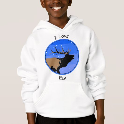 Bugling Elk im Winter - Original Wildlife Art Hoodie (Vorderseite)
