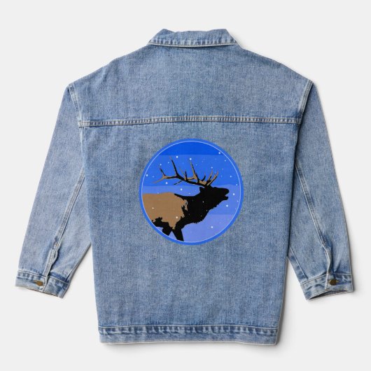 Bugling Elk im Winter - Original Wildlife Art Jeansjacke (Rückseite)