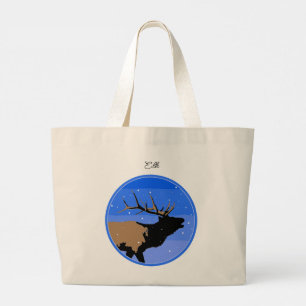 Bugling Elk im Winter - Original Wildlife Art Jumbo Stoffbeutel