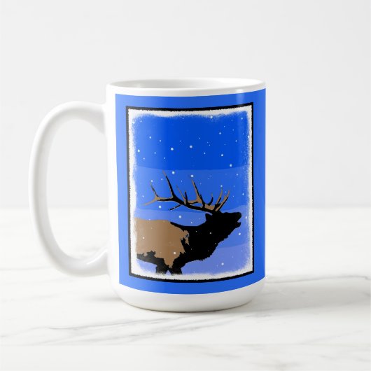 Bugling Elk im Winter - Original Wildlife Art Kaffeetasse (Links)