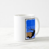 Bugling Elk im Winter - Original Wildlife Art Kaffeetasse (VorderseiteRechts)