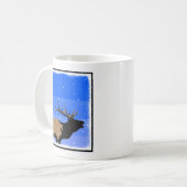 Bugling Elk im Winter - Original Wildlife Art Kaffeetasse (Vorderseite Links)