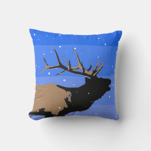 Bugling Elk im Winter - Original Wildlife Art Kissen