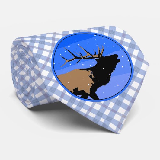 Bugling Elk im Winter - Original Wildlife Art Krawatte (Gerollt)