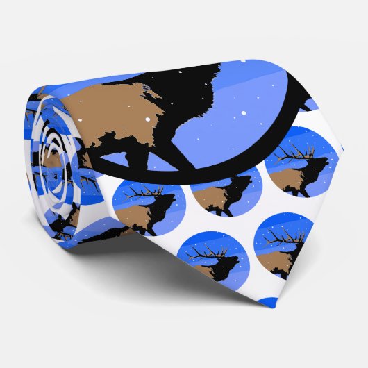 Bugling Elk im Winter - Original Wildlife Art Krawatte (Gerollt)