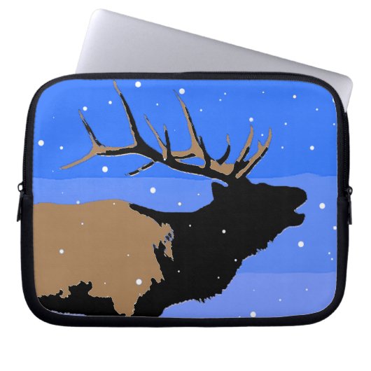 Bugling Elk im Winter - Original Wildlife Art Laptopschutzhülle (Vorderseite)