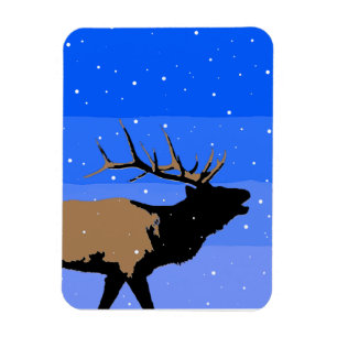 Bugling Elk im Winter - Original Wildlife Art Magnet