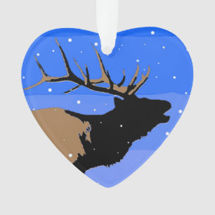 Bugling Elk im Winter - Original Wildlife Art Ornament