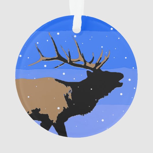 Bugling Elk im Winter - Original Wildlife Art Ornament (Rückseite)