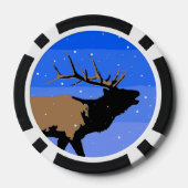 Bugling Elk im Winter - Original Wildlife Art Pokerchips (Rückseite)