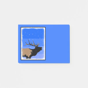 Bugling Elk im Winter - Original Wildlife Art Post-it Klebezettel
