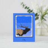 Bugling Elk im Winter - Original Wildlife Art Postkarte (Stehend Vorderseite)
