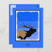 Bugling Elk im Winter - Original Wildlife Art Postkarte (Vorne/Hinten)