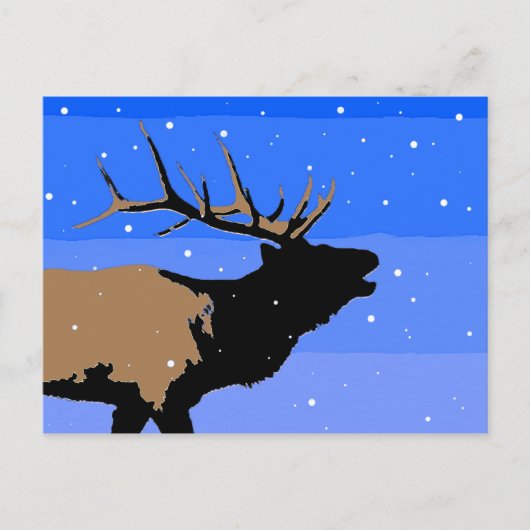 Bugling Elk im Winter - Original Wildlife Art Postkarte (Vorderseite)