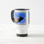 Bugling Elk im Winter - Original Wildlife Art Reisebecher (Vorderseite Links)