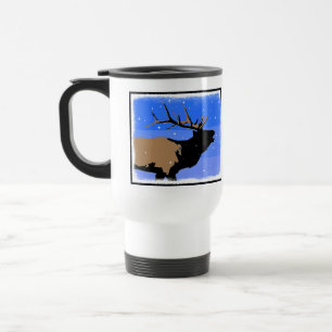 Bugling Elk im Winter - Original Wildlife Art Reisebecher
