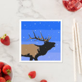 Bugling Elk im Winter - Original Wildlife Art Serviette (Beispiel)