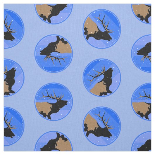 Bugling Elk im Winter - Original Wildlife Art Stoff (Muster)