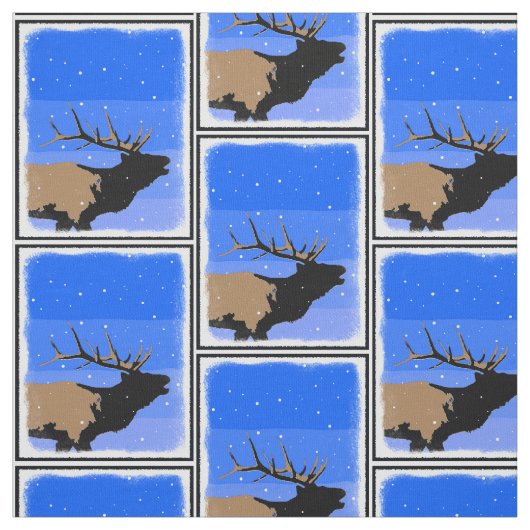 Bugling Elk im Winter - Original Wildlife Art Stoff (Muster)