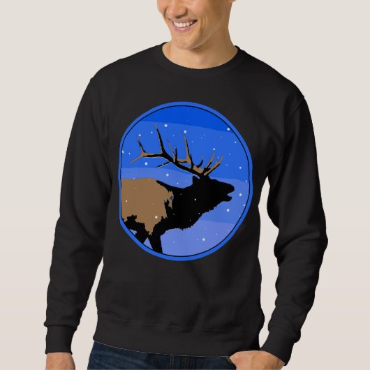 Bugling Elk im Winter - Original Wildlife Art Sweatshirt (Vorderseite)