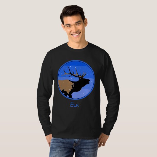 Bugling Elk im Winter - Original Wildlife Art T-Shirt (Vorne ganz)