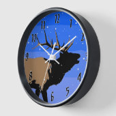 Bugling Elk im Winter - Original Wildlife Art Uhr (Winkel)