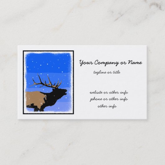 Bugling Elk im Winter - Original Wildlife Art Visitenkarte (Vorderseite)